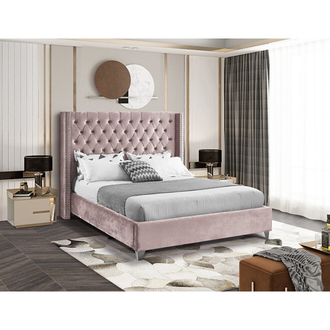 Ibiza King Size Upholstered Bed In, Pink King Size Bed