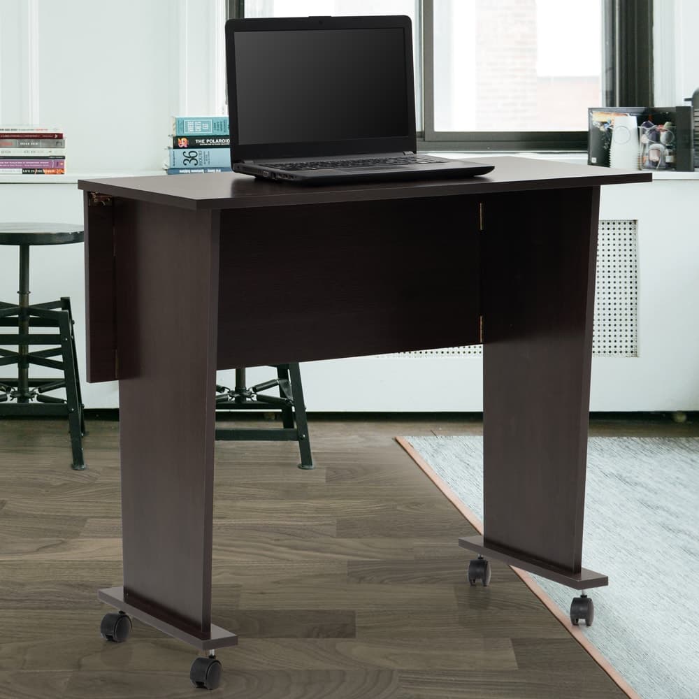 Buy Amanda Engineerwood Office Desk With Castors Dark Brown Online