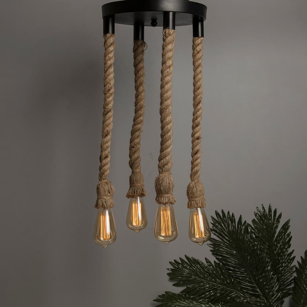 Buy Hanging Rustic Rope Chandelier Hanging Ceiling Light For