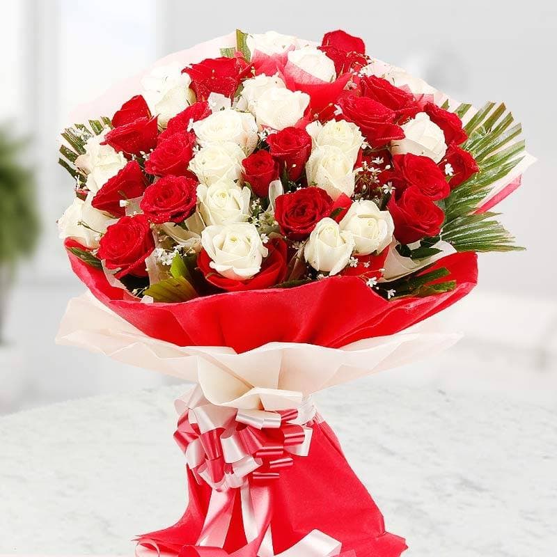 Basket of Red Roses  Basket of 40 Red Roses give to your love with nicely  decorated Ribbons