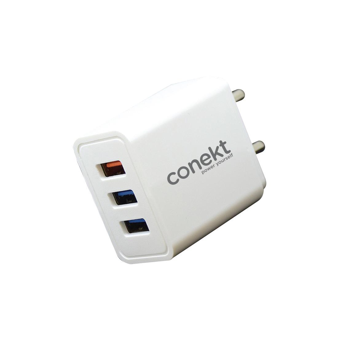 Conekt Dash Trio 3 USB Port Fast Adapter with Cable