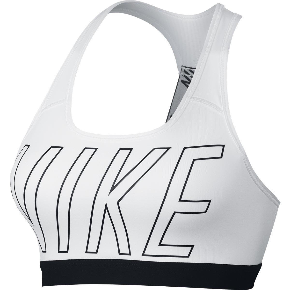 Nike Womens Pro Classic Logo Read Bra (White/Black)