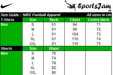 Nike T Shirt Size Chart
