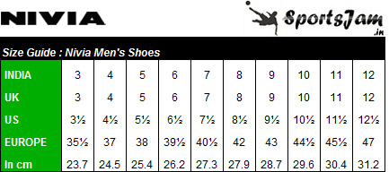 Football Shoes Size Chart