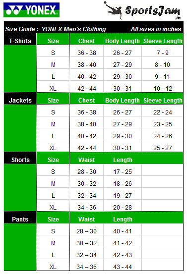 Track Suit Size Chart India