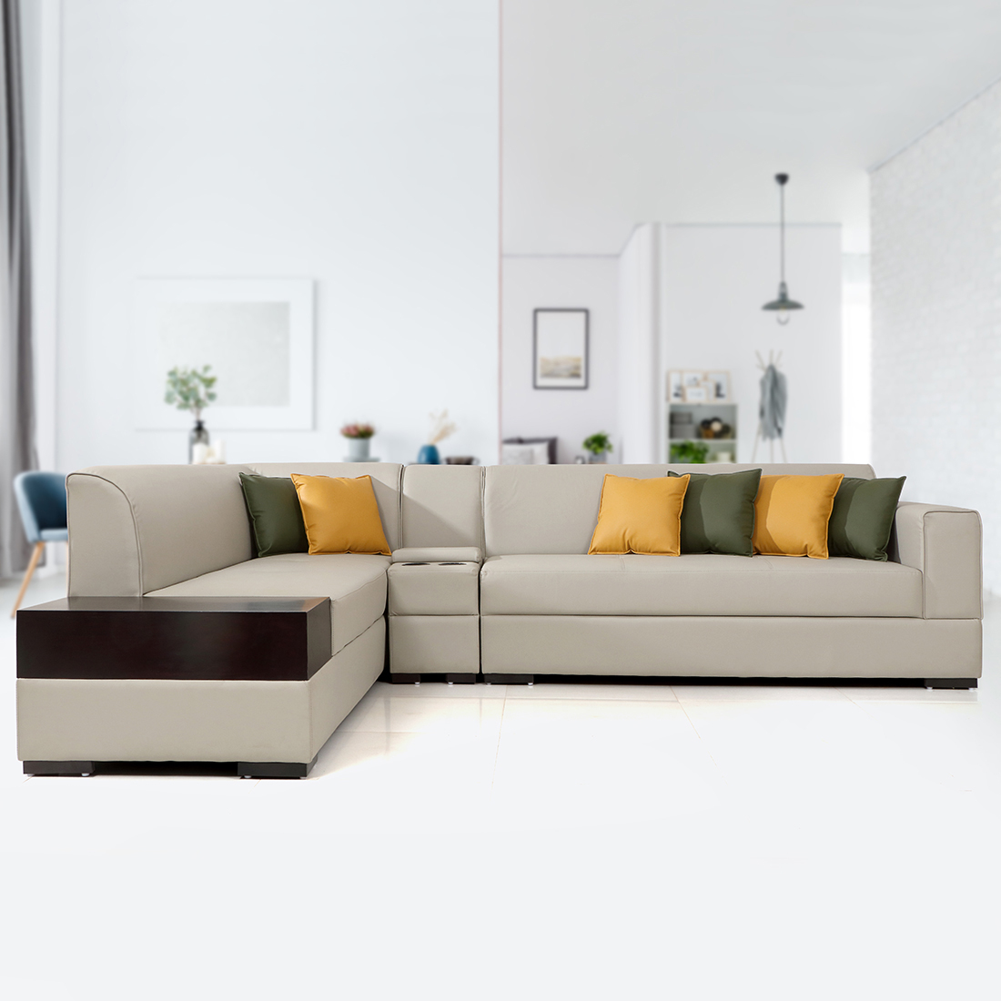 Alden Leatherette Lhs Sofa With