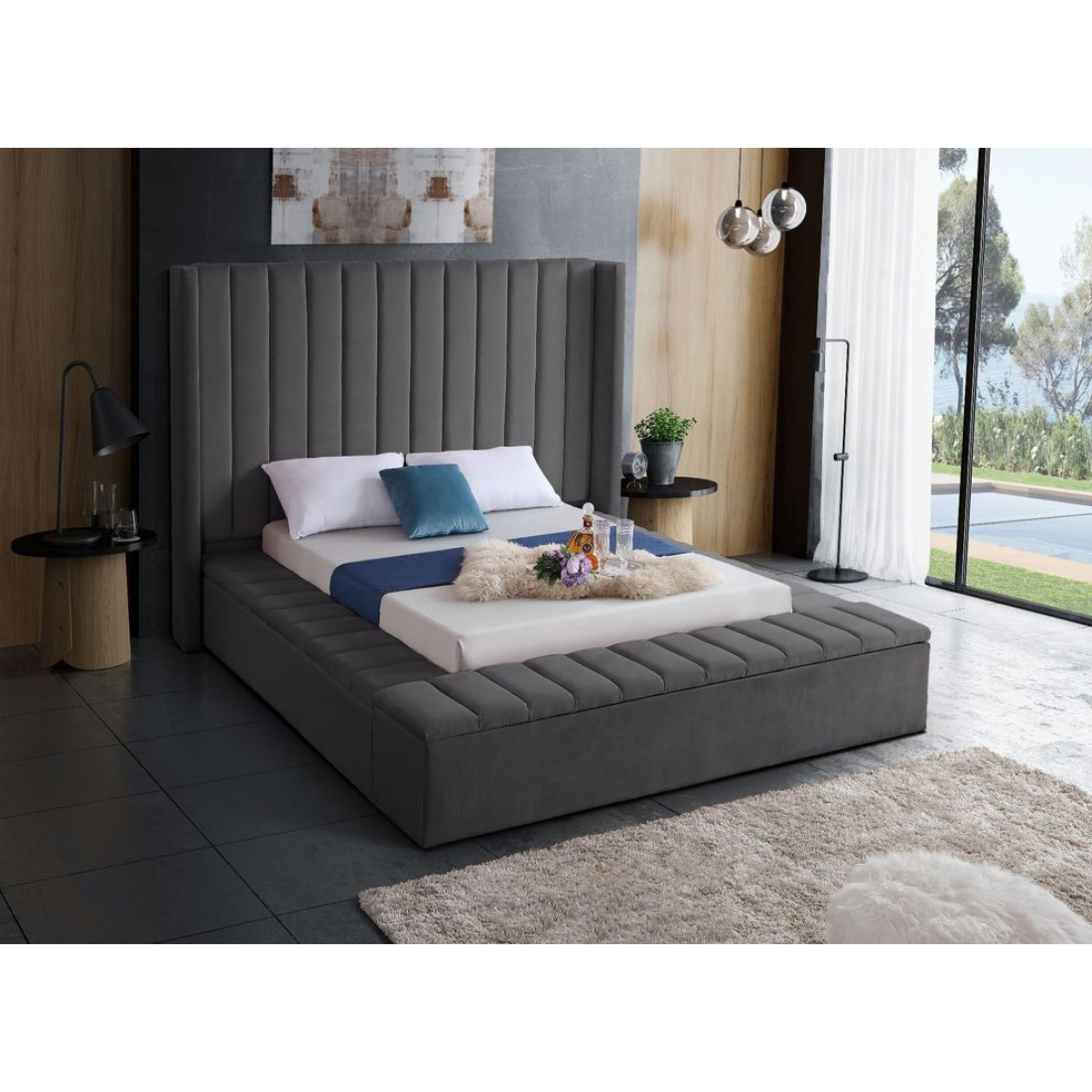 Juniper King Size Upholstered Bed, King Size Upholstered Bed With Storage