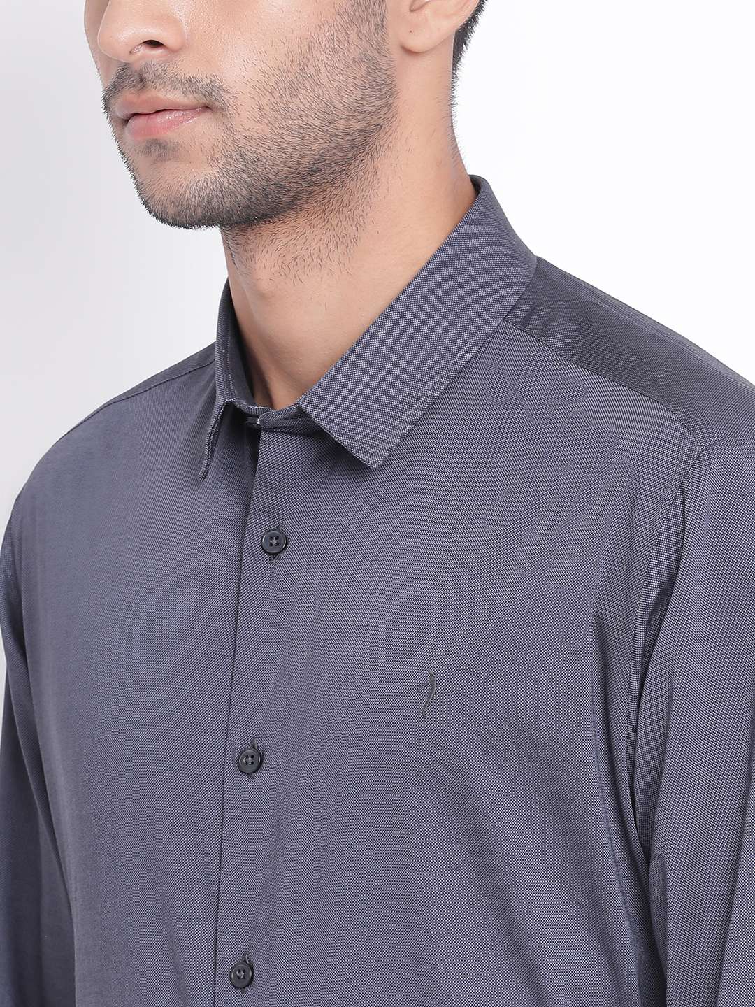 Men's Shirts, Mens Dark Grey Solids Regular Collar Shirt