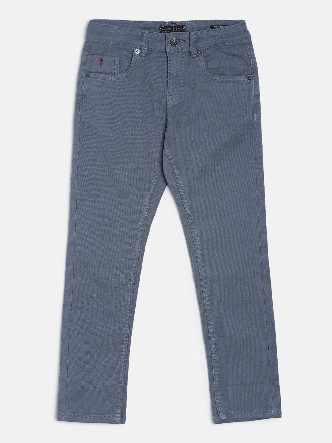 Boys Jeans, Boy's Blue Mid-Rise Regular Fit Denim Trousers