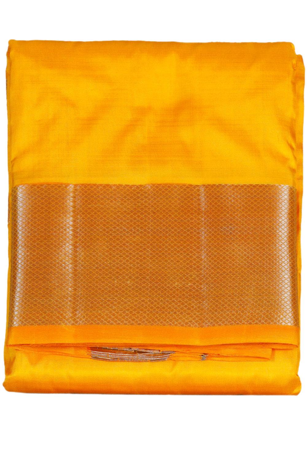 Kanchi Pure Silk Orange Traditional Dhoti With Kanduva (8 X 4)