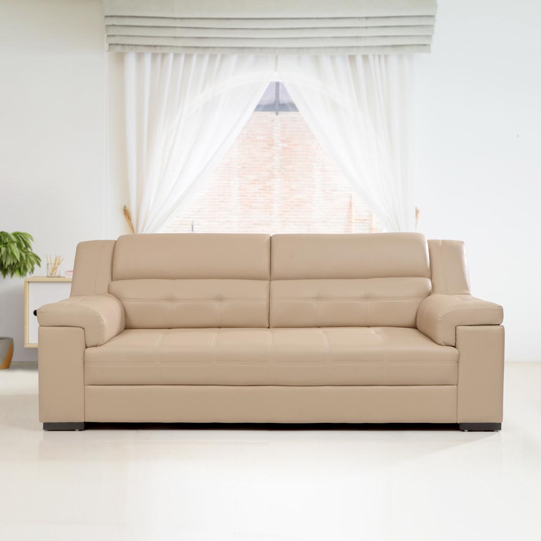 Download Buy Benson Leatherette 3 Seater Sofa In Beige Online - Evok