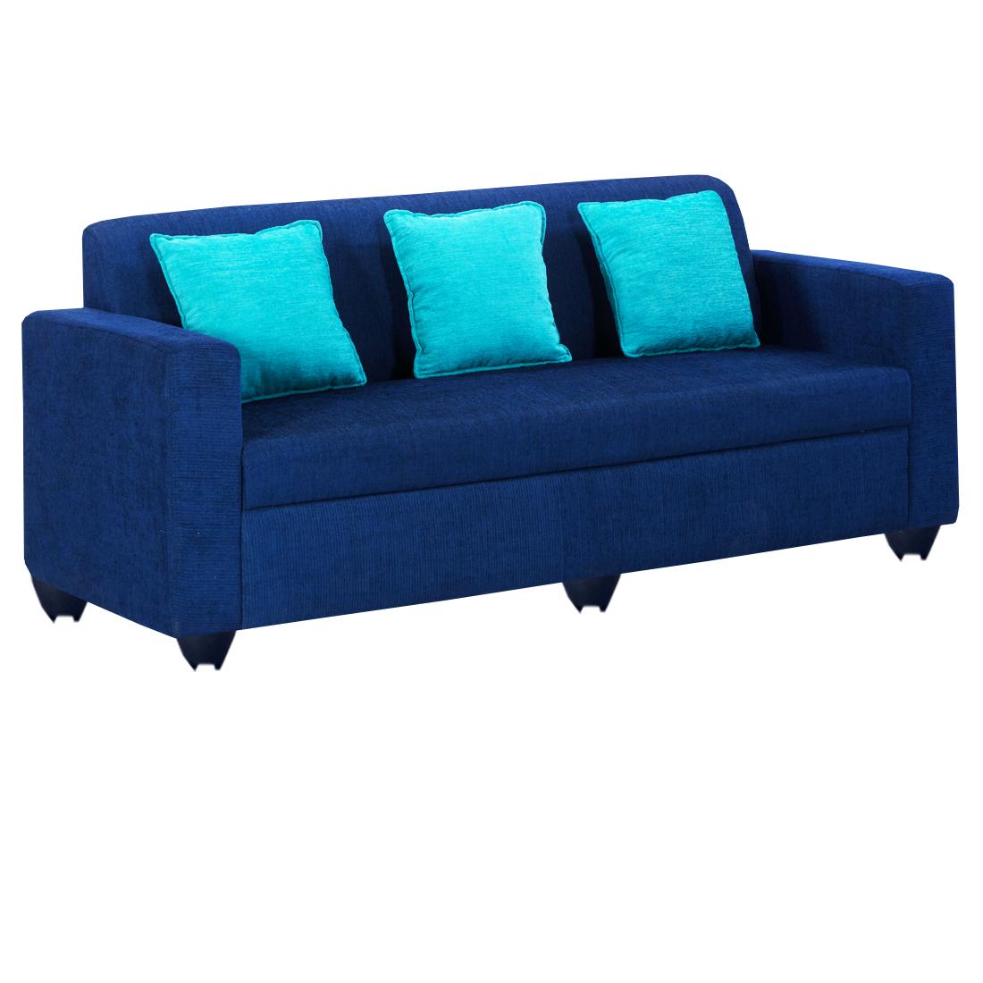 Bharat Lifestyle Desy Fabric 3 Seater, Dark Blue Colour Sofa Set