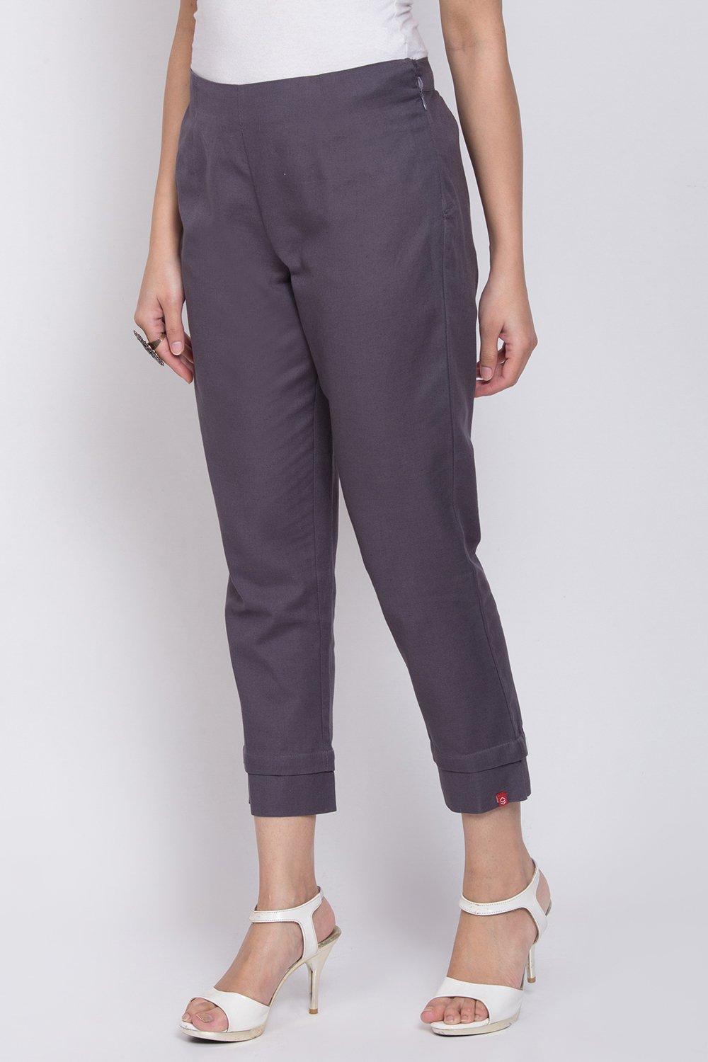 Buy Online Grey Cotton Flax Pants for Women & Girls at Best Prices in ...