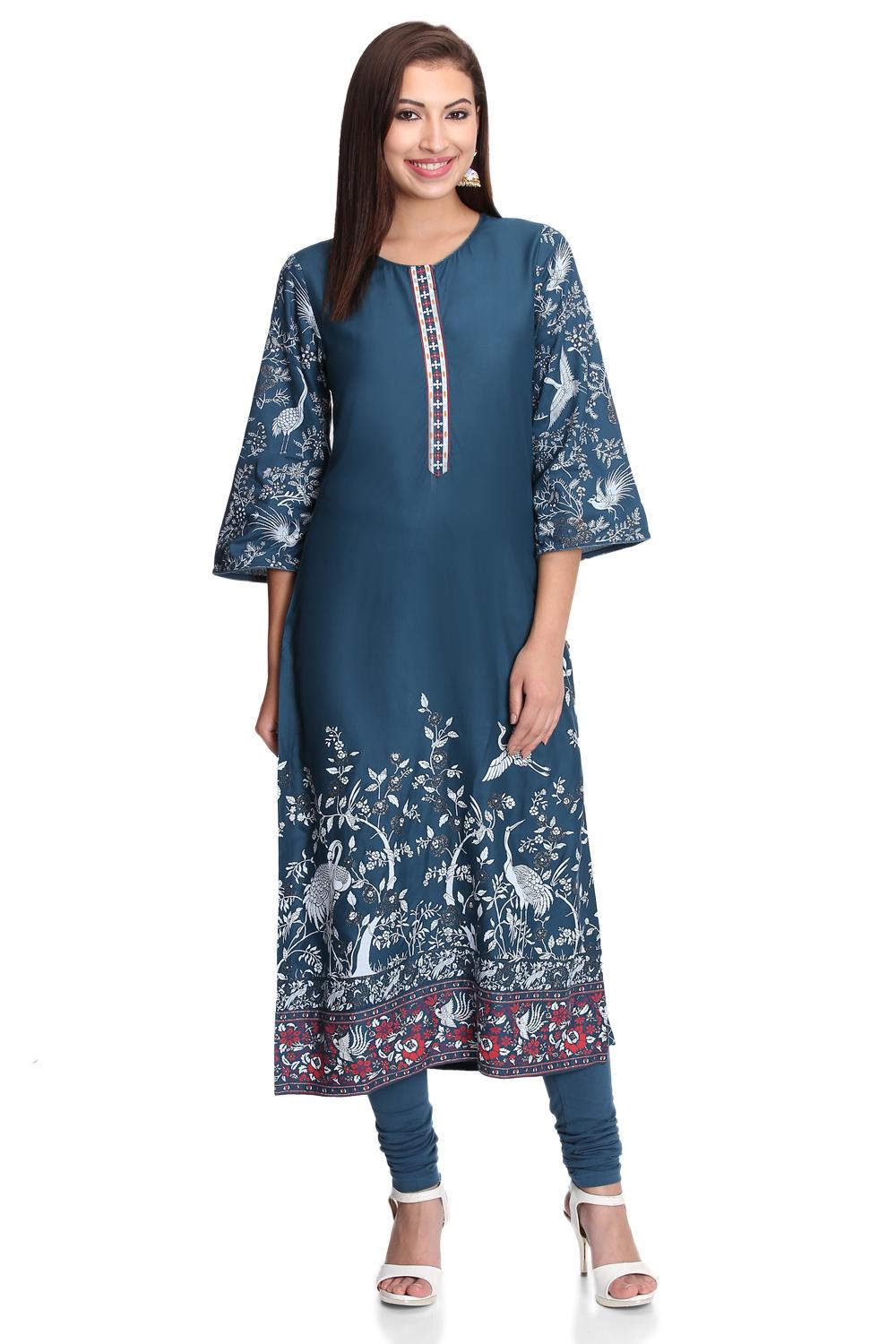 Buy Online Teal Viscose Straight Kurta for Women & Girls at Best Prices ...