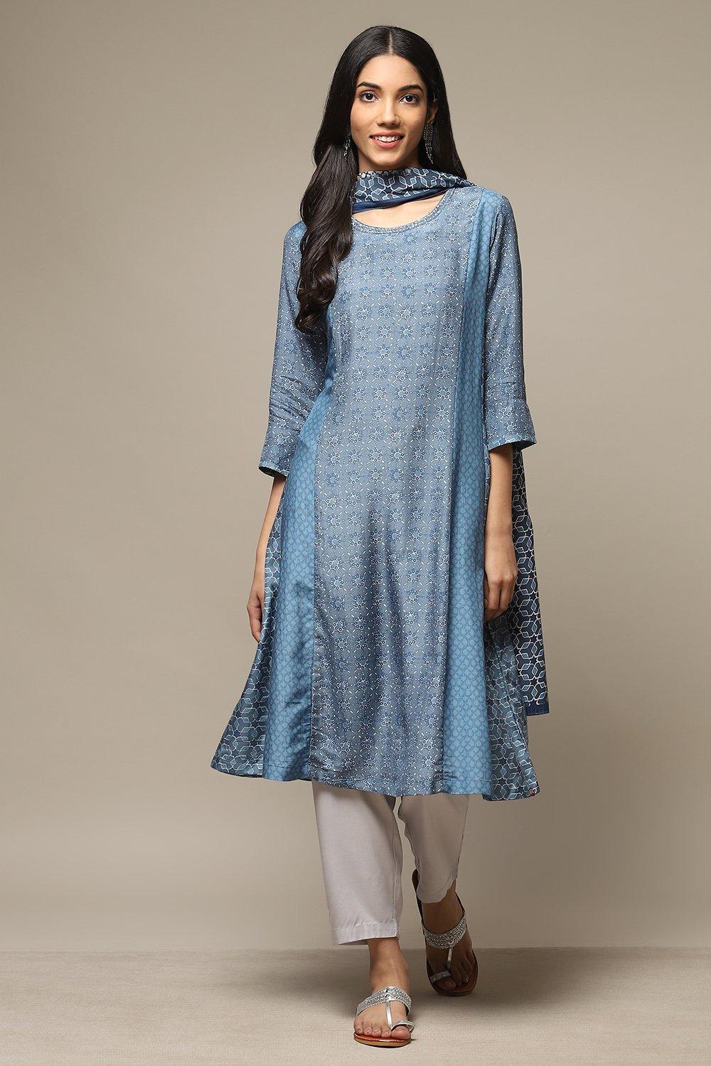 Buy online Blue Modal Straight Kurta Palazzo Suit Set for womens and ...