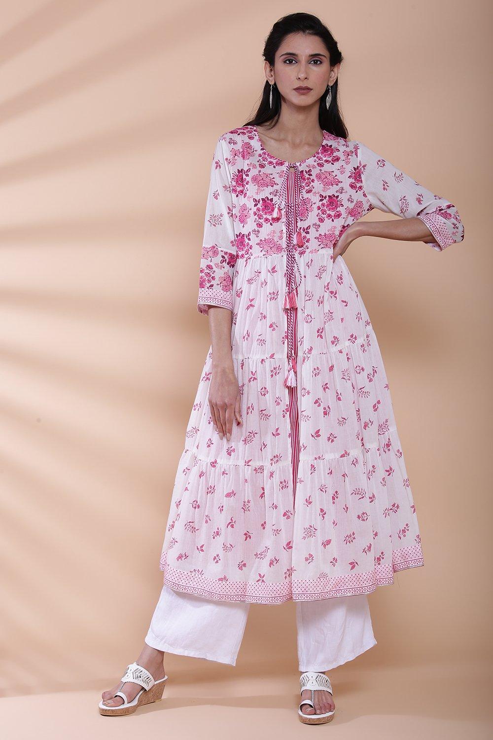 Buy Online White And Pink Cotton Kurta for Women & Girls at Best Prices ...