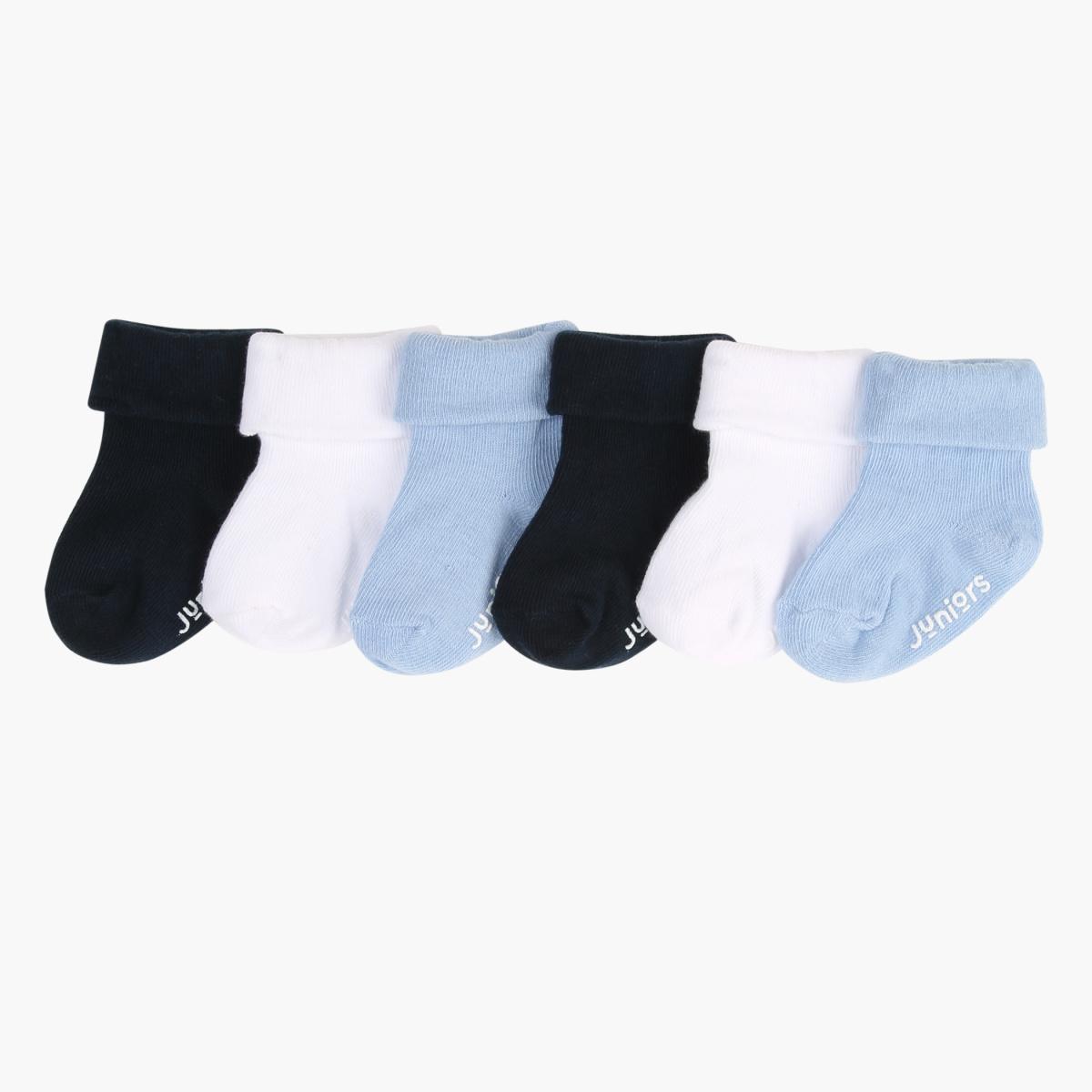 Juniors Ribbed Socks with Roll Down Cuff - Set of 6