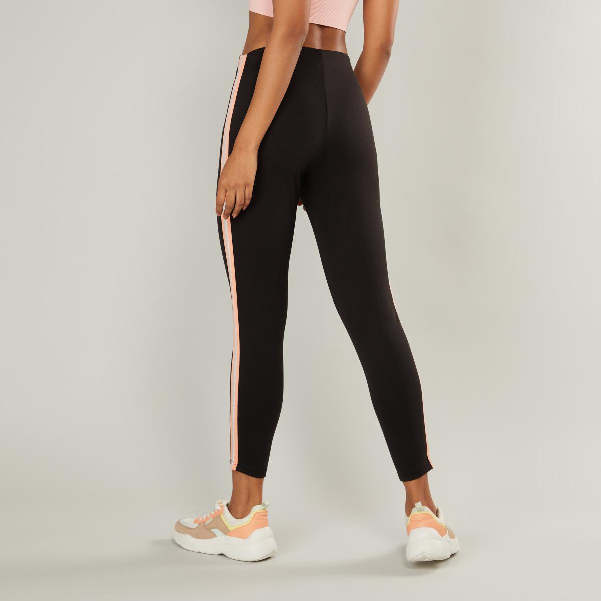 Printed Cropped Mid-Rise Leggings with Elasticated Waistband