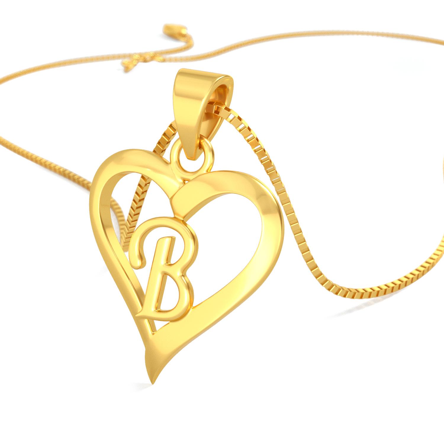 Alphabetic Collection Gold Pendant Letter B