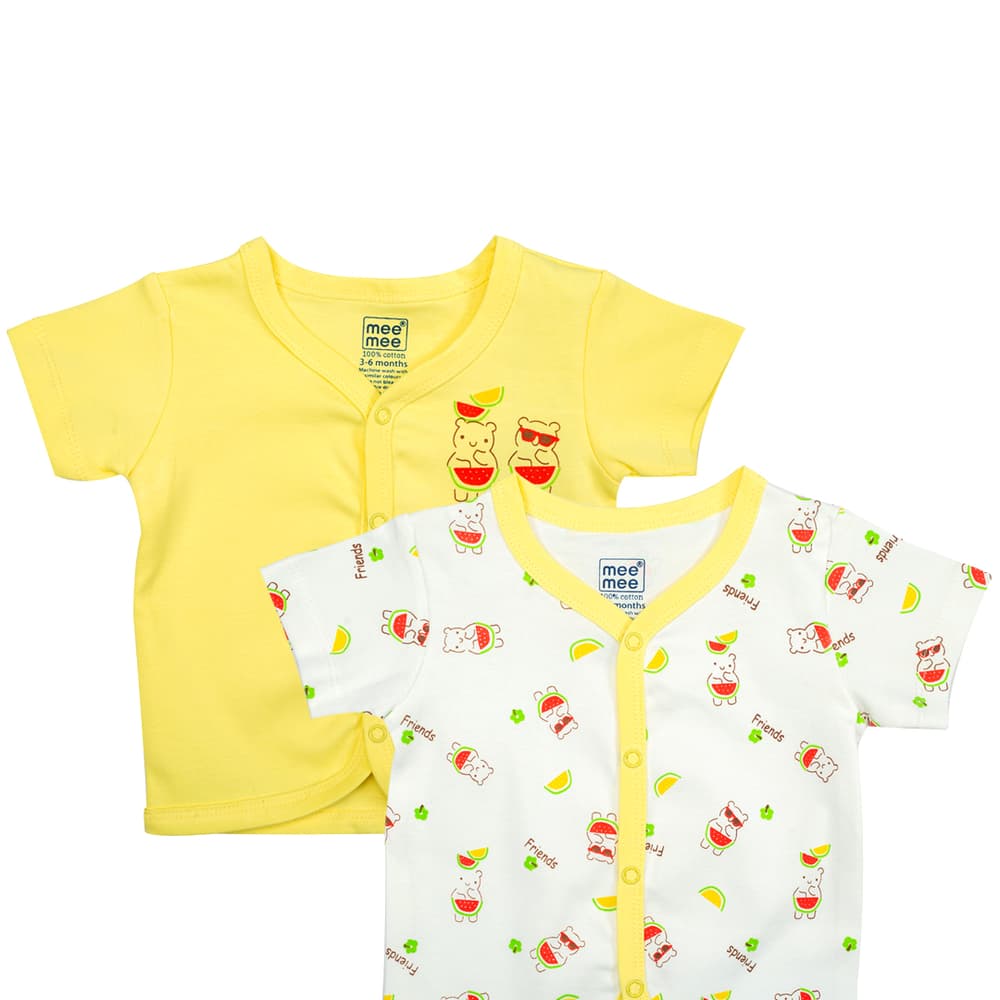 Mee Mee Short Sleeve Jabla Pack of 2 - Yellow & Wh