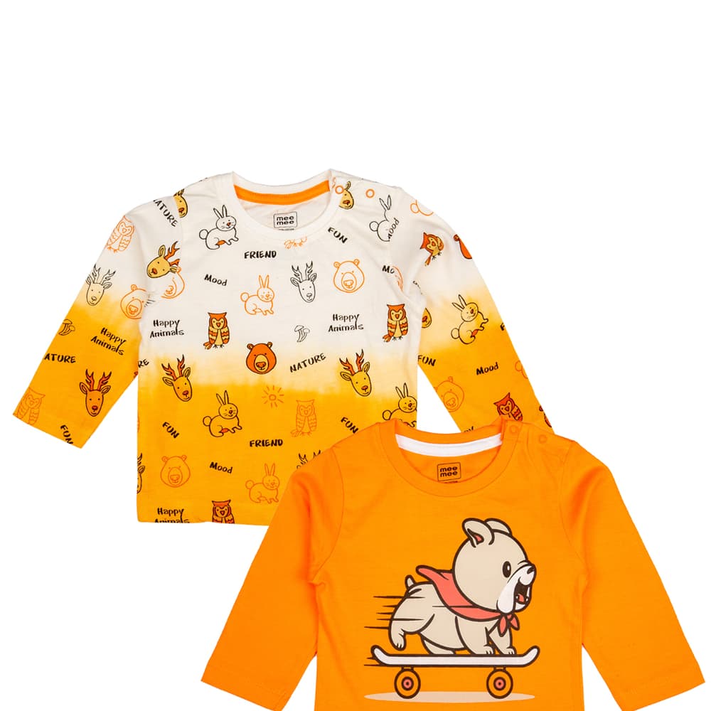 Mee Mee Boys Pack Of 2 T-shirt – Mustard & Mustard