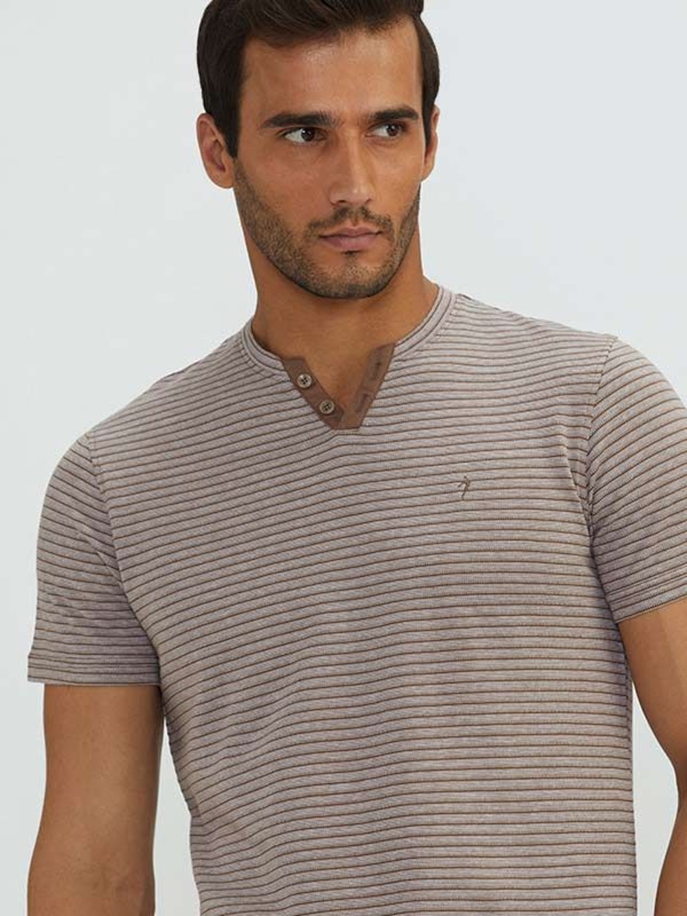 Buy Men Striped Henley T-Shirt Online | Indian