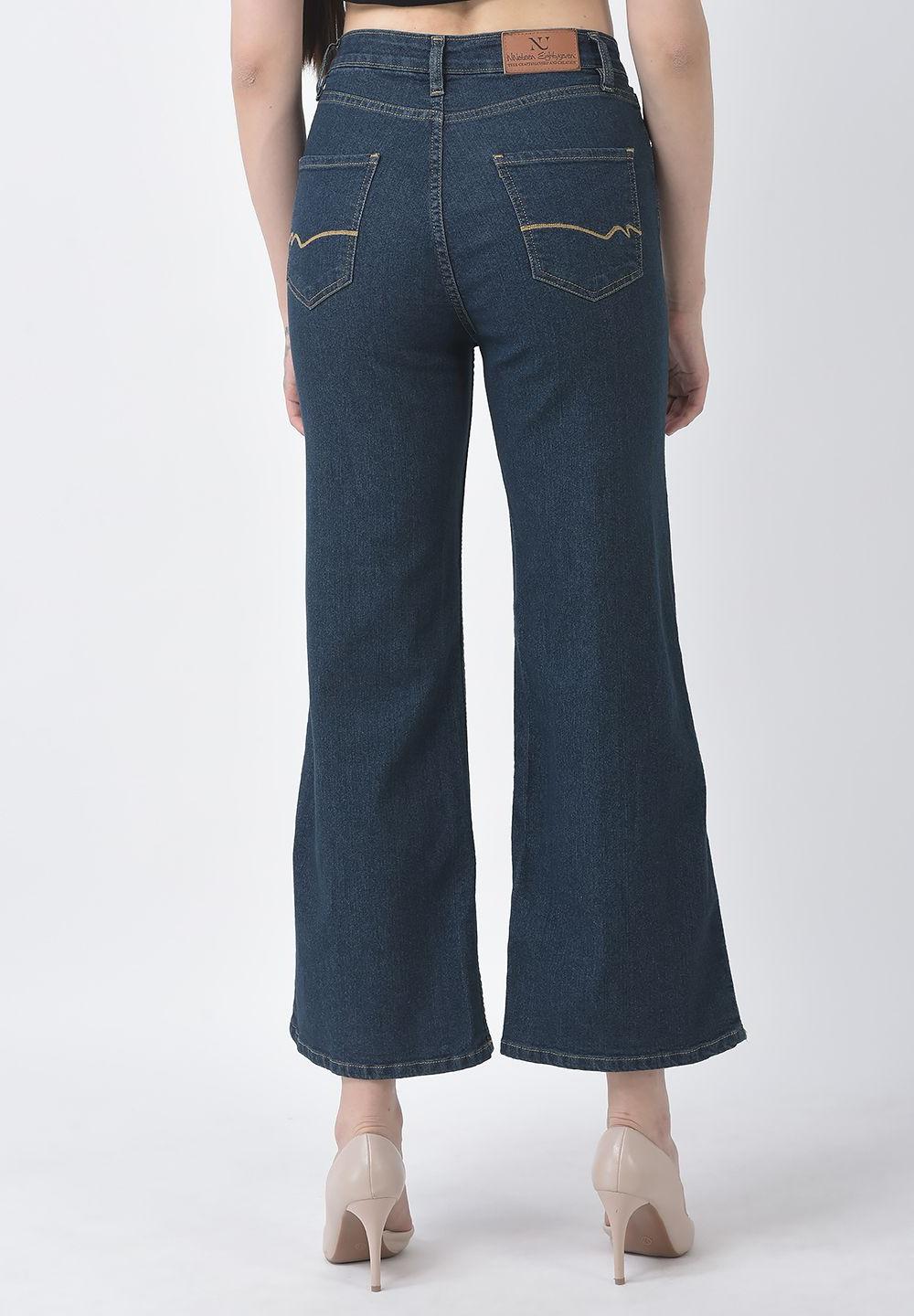 Baggy Jeans Women's Pants Dark Blue High Waist Wide Leg Denim Trousers -  China Jeans Women and Women Denim Jeans price