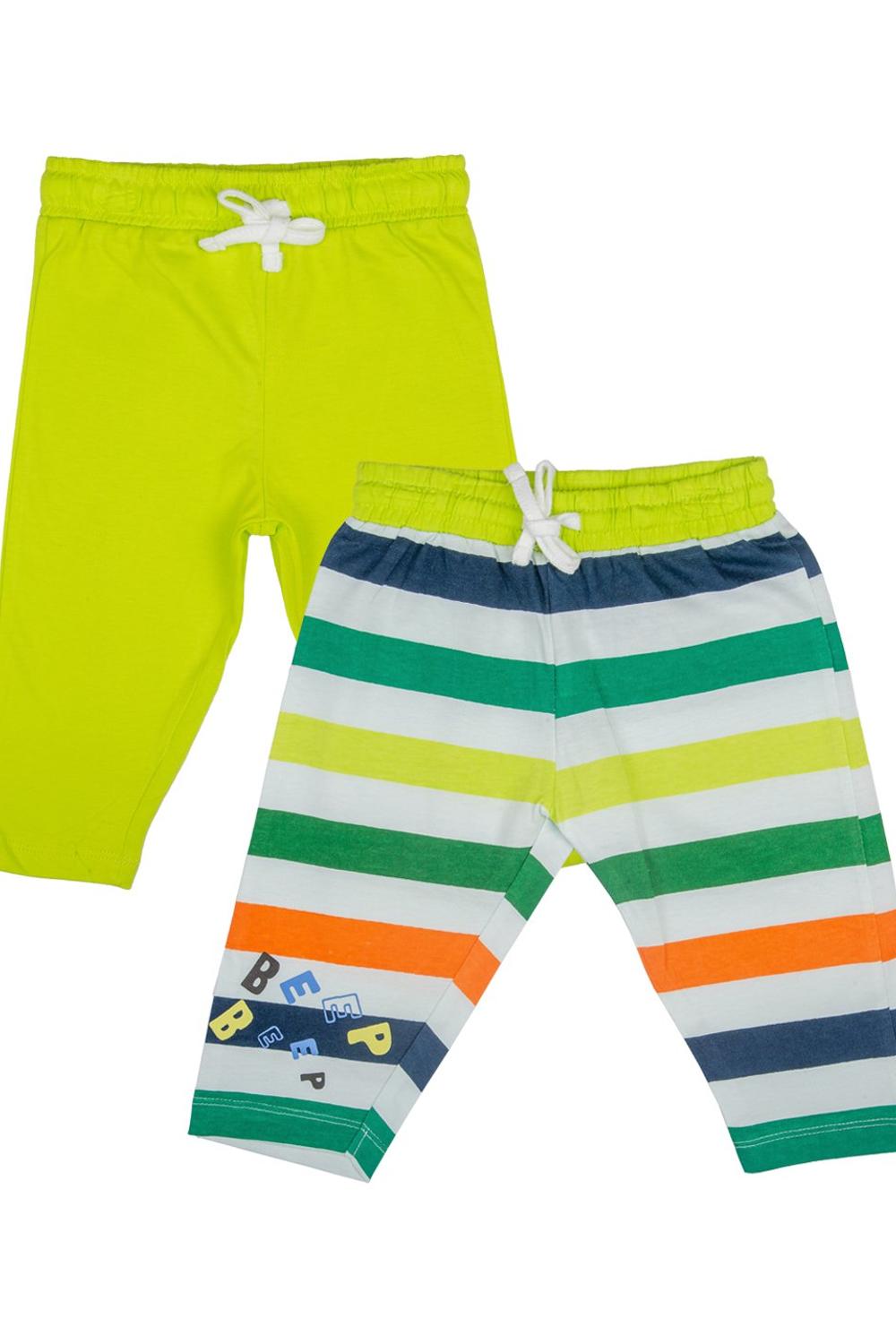 Mee Mee Boys Pack Of 2 Track pants – Lime & Multi Stripe