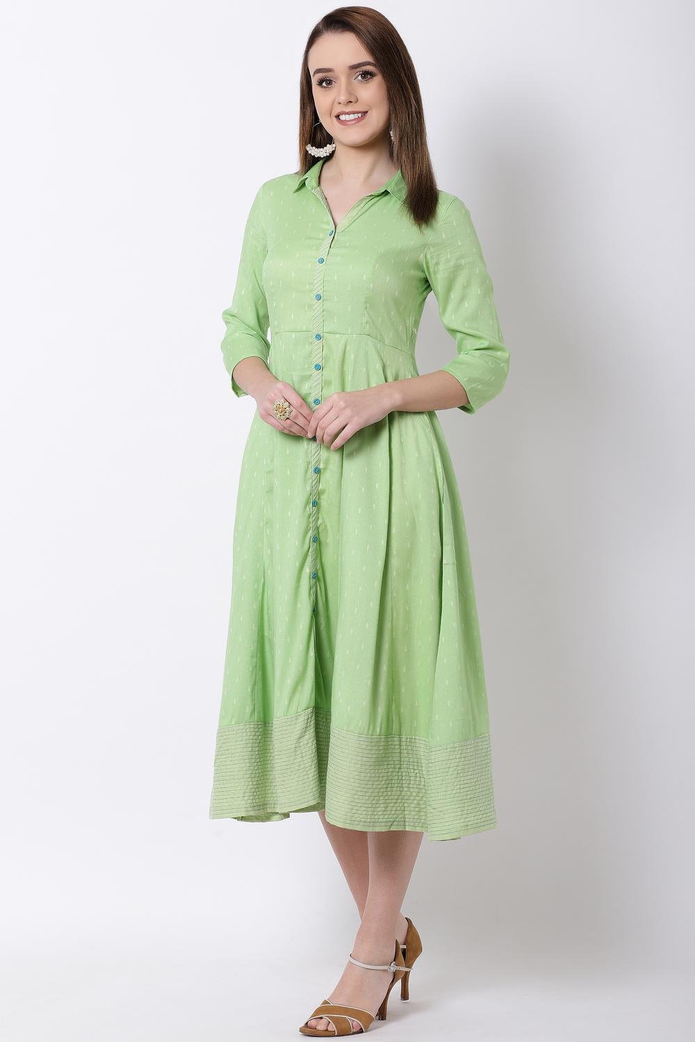 Green Cotton Kalidar Dress