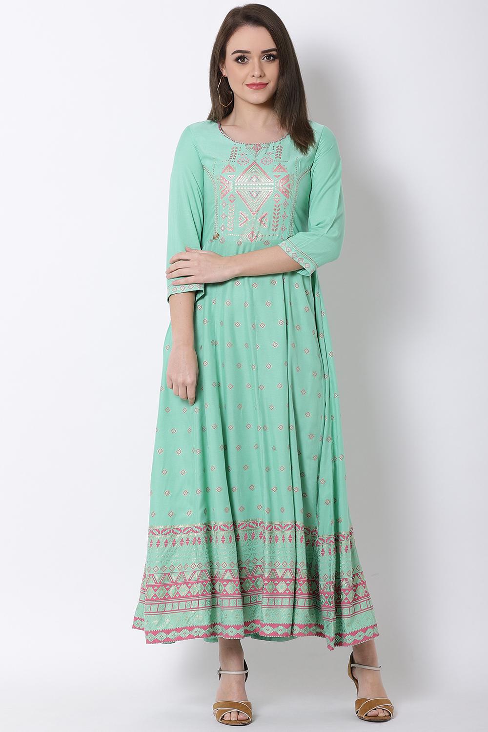 Mint Green Viscose Kalidar Dress