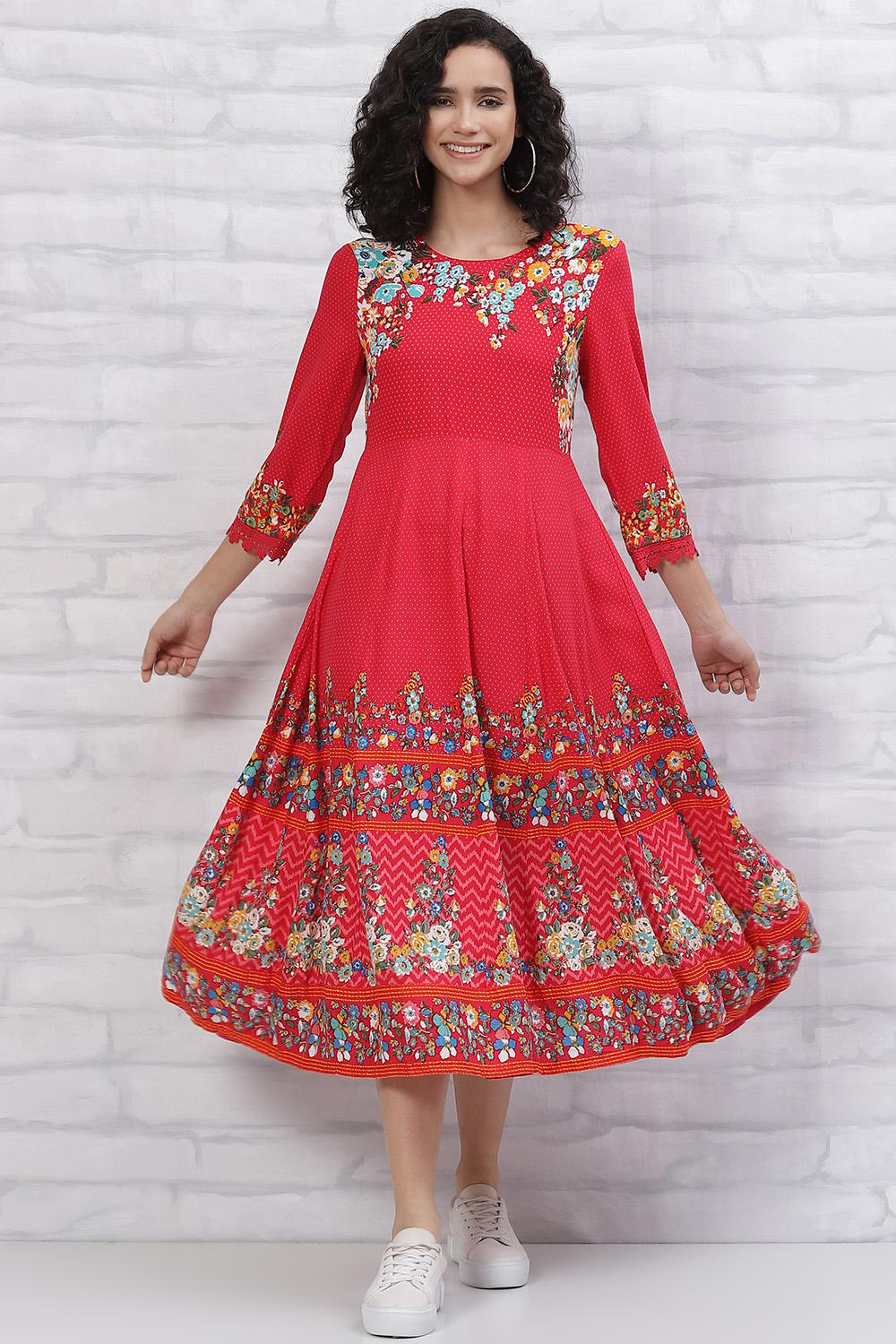 Red LIVA Kalidar Dress