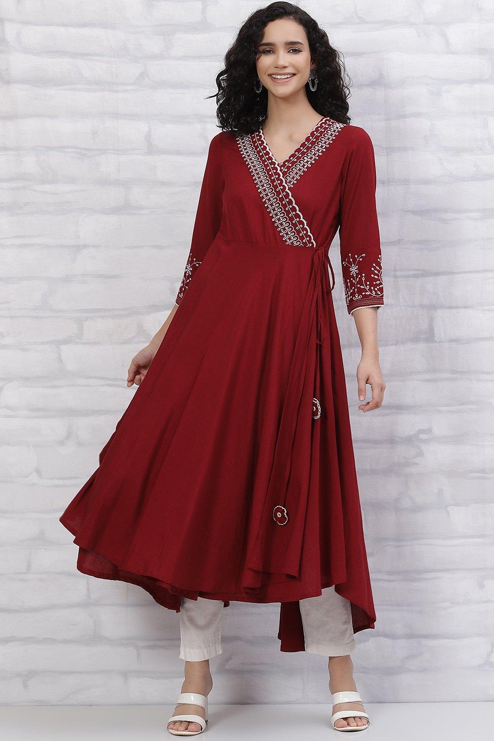 Red LIVA Anarkali Dress