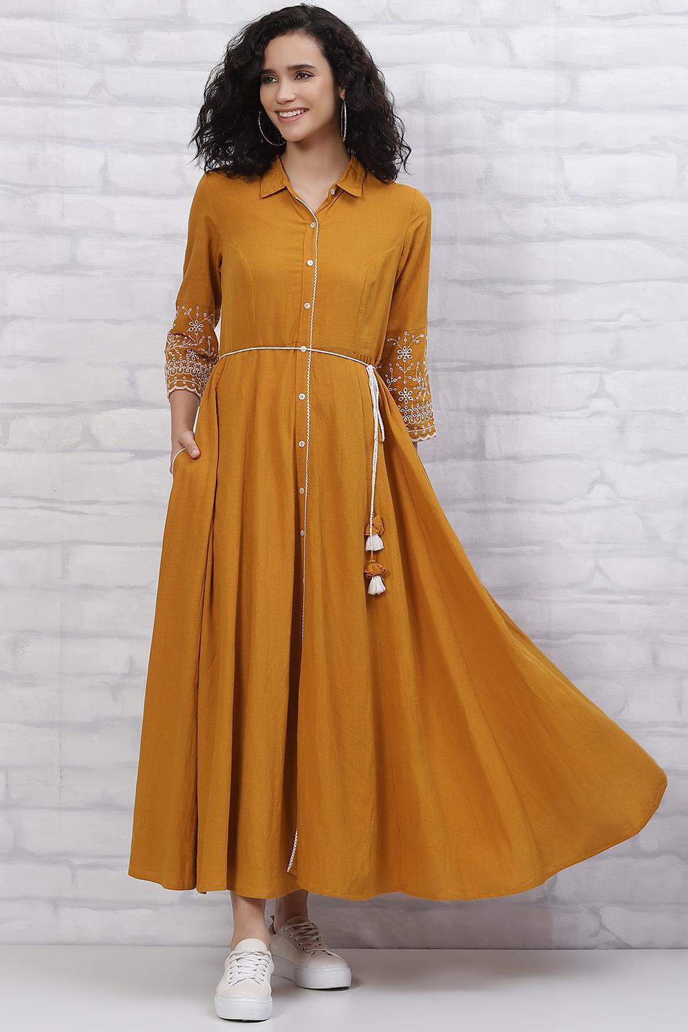 Mustard LIVA Anarkali Dress