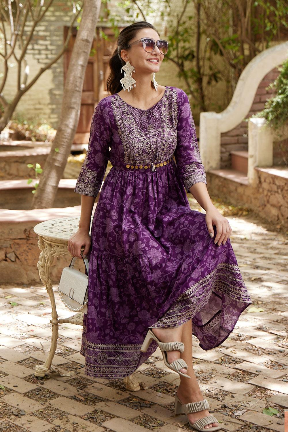 Purple LIVA Tiered Dress