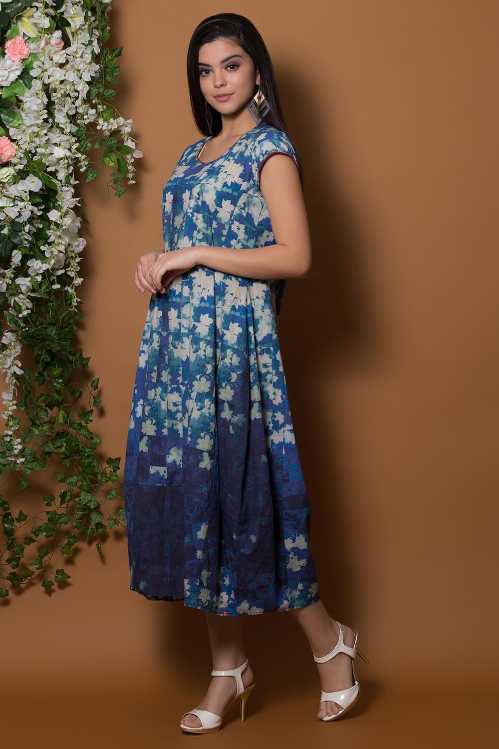 Buy Online Blue Cotton A Line Suit Set By Anju Modi for Women ...