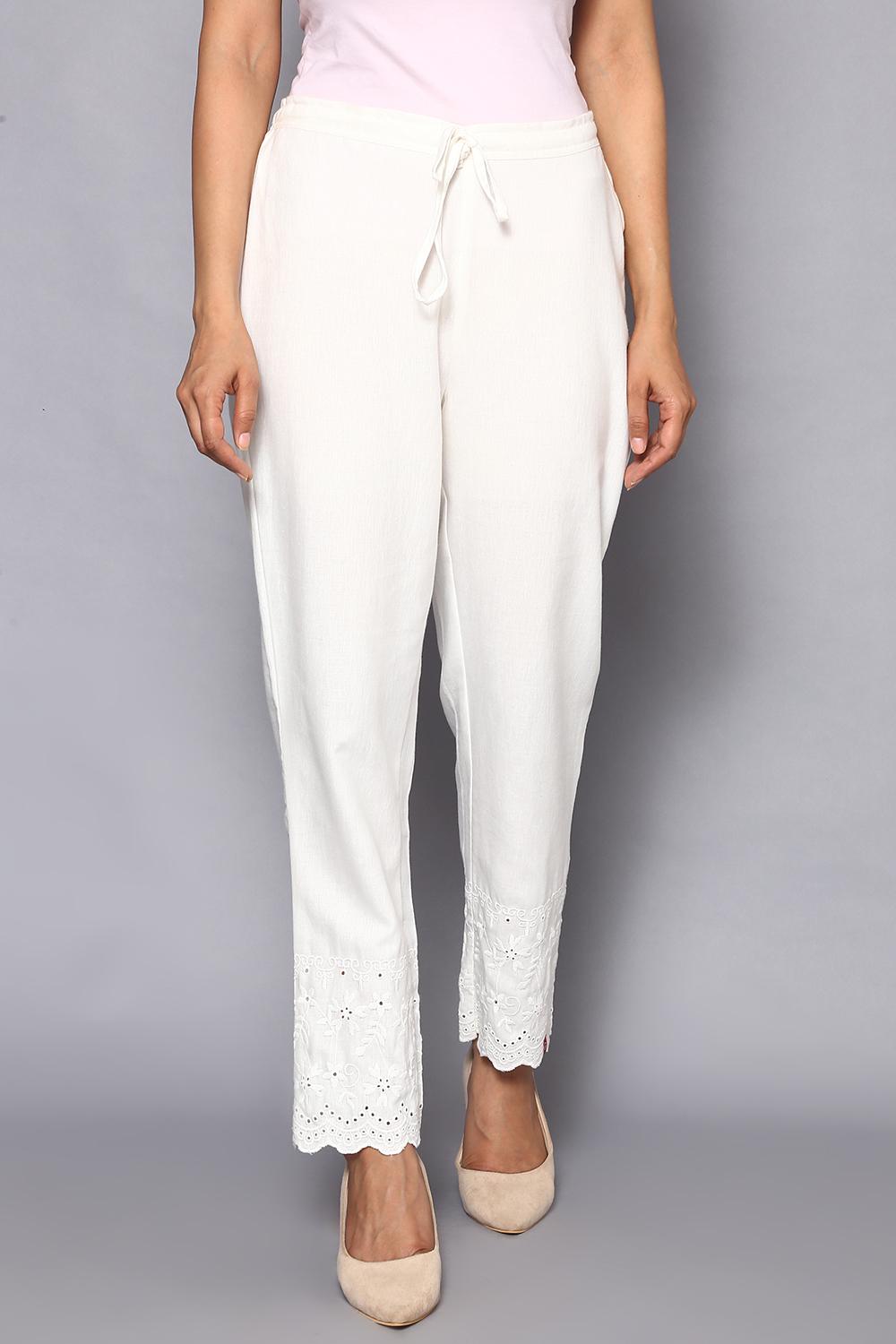 Virkelig tryk Mob Buy Online Off White Cotton Flax Pants for Women & Girls at Best Prices in  Biba India-BOTTOMW15980SS