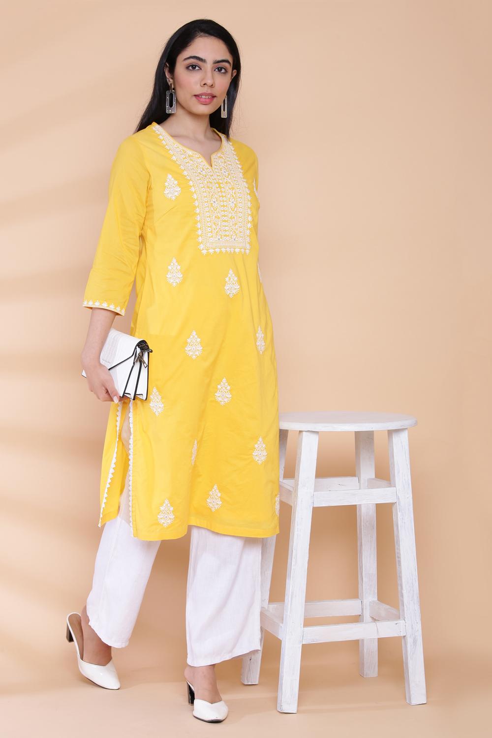 Yellow Cotton Kurta -Men's Shirt- Traditional Indian Pakistani