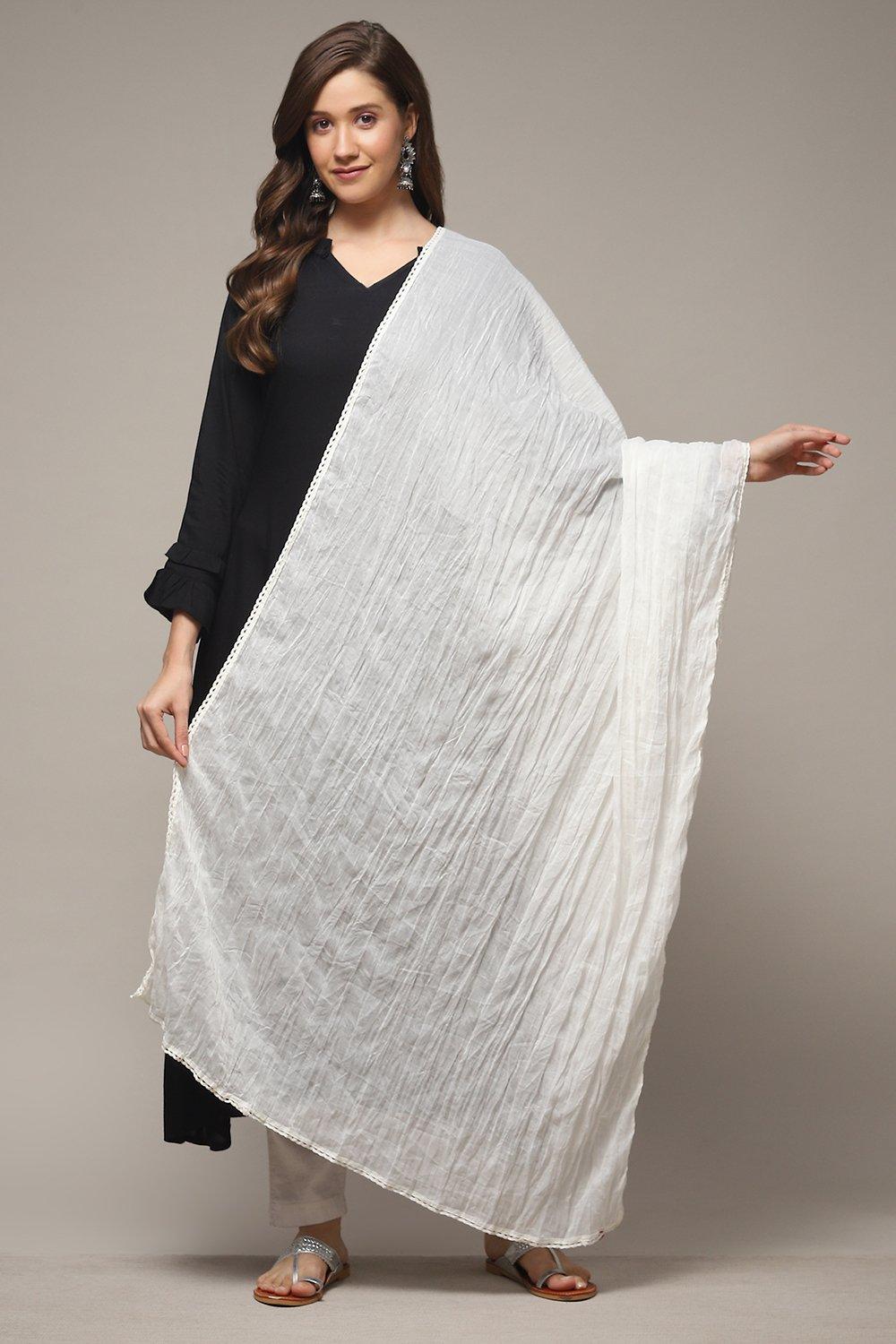 Buy online White Cotton Dupatta for womens and girls at best price ...