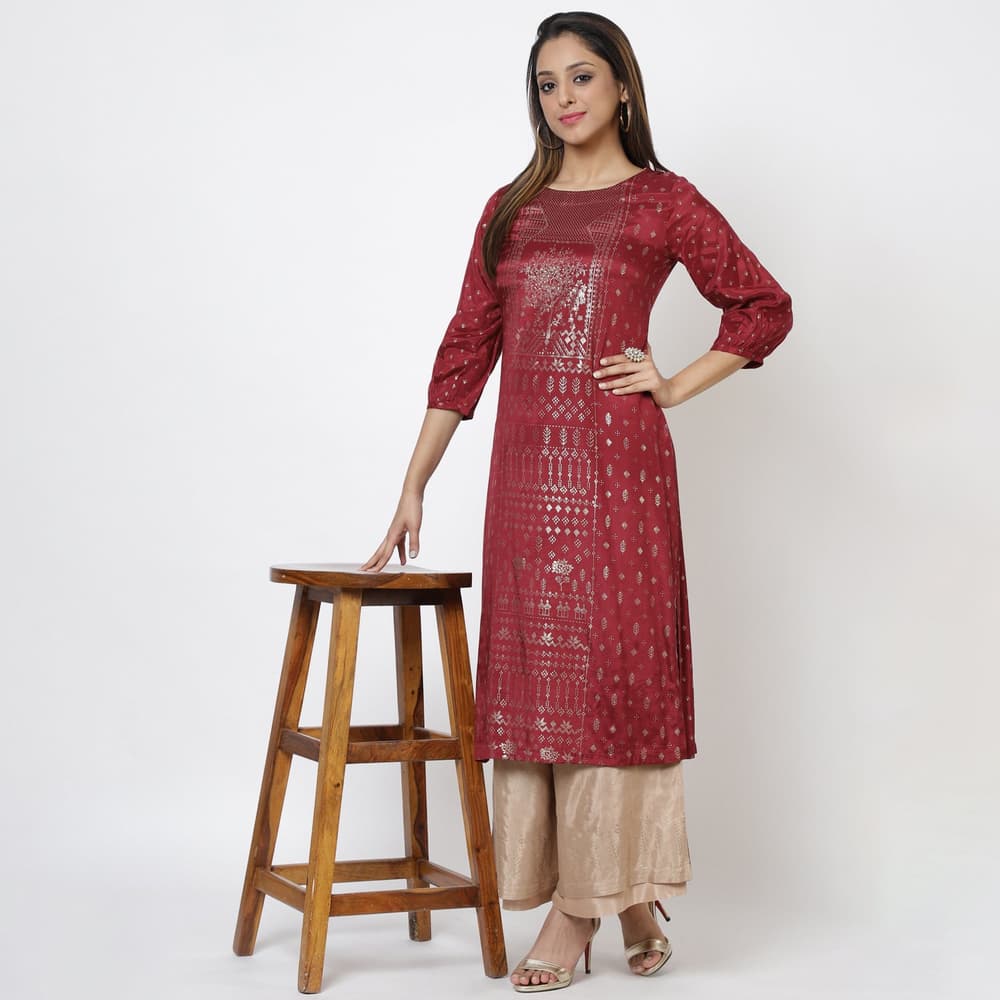 Buy Online Maroon Viscose Kurti for Women & Girls at Best Prices in Biba  India-FESTIVE16190AW20MRN