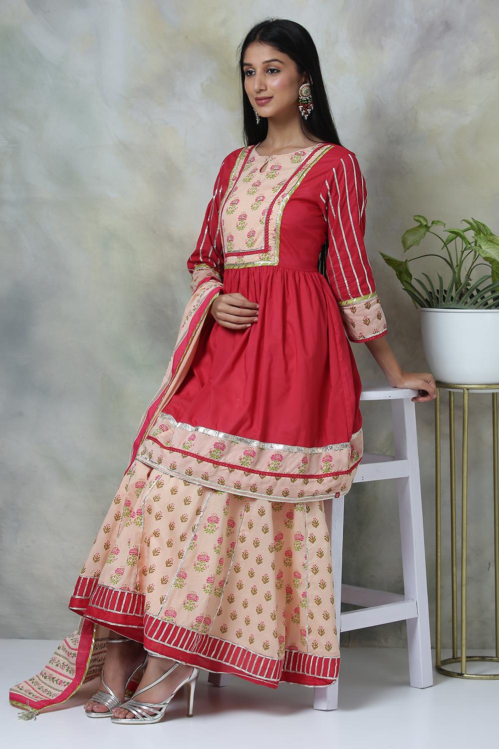 Buy Online Pink Cotton A Line Suit Set for Women & Girls at Best Prices ...