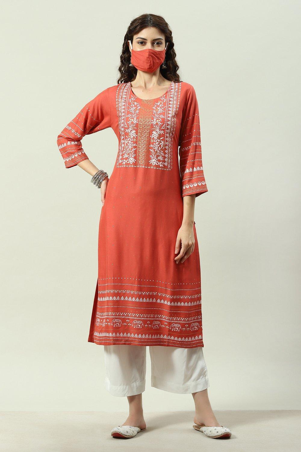 Buy online Coral Rayon Straight Kurta Palazzo Suit Set for womens ...