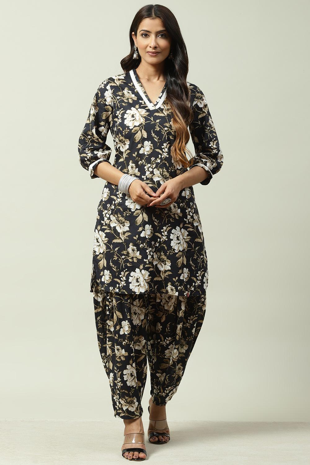 Buy Online Black Cotton Straight Suit Set for Women & Girls at Best Prices  in Biba India-SKDLOUNGEI7