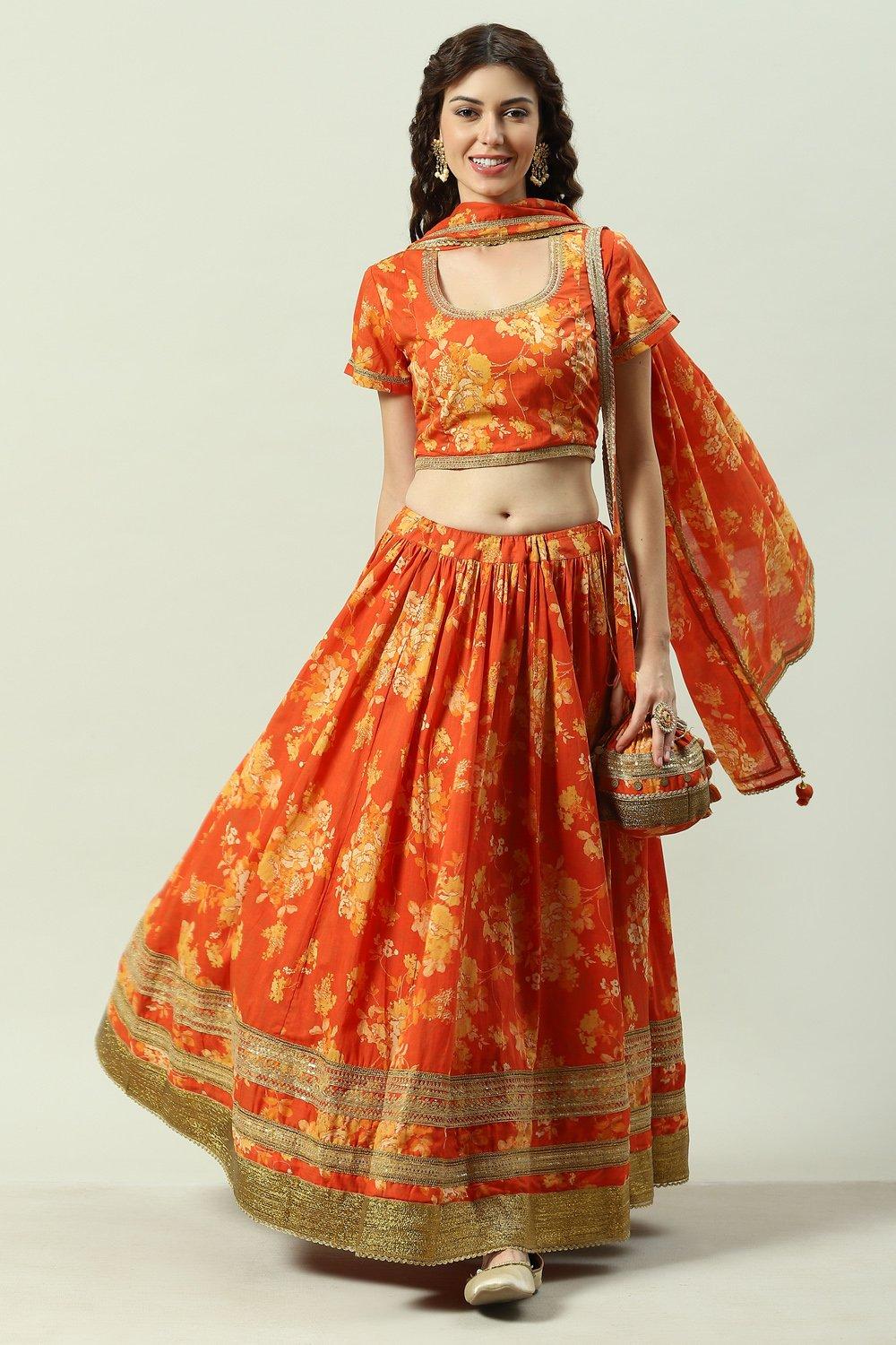 Buy Online Orange Cotton Straight Suit Set for Women & Girls at ...