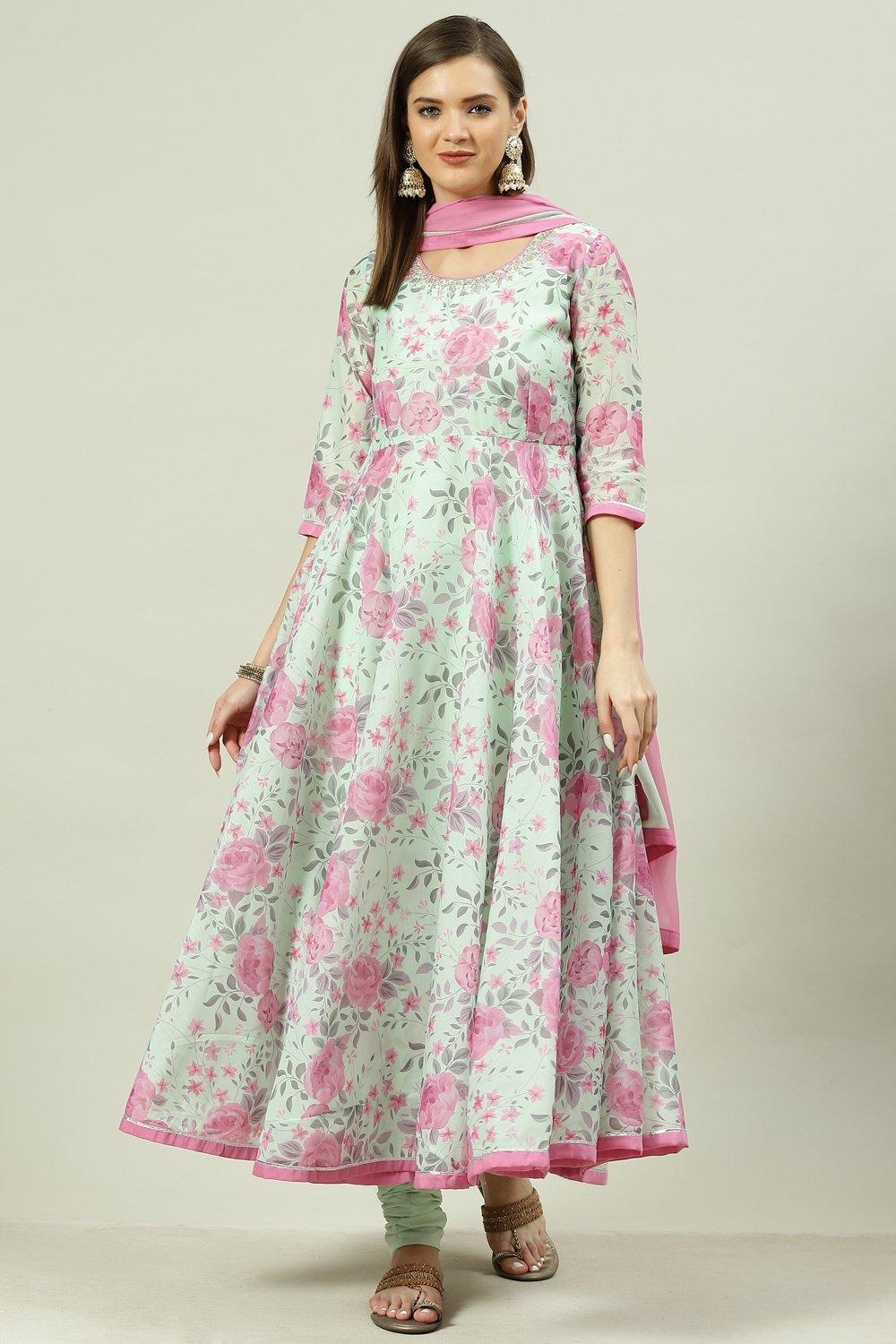 Buy online Aqua Green Printed Anarkali Suit Set for women at best price at   - SKDSKD8022EAW21