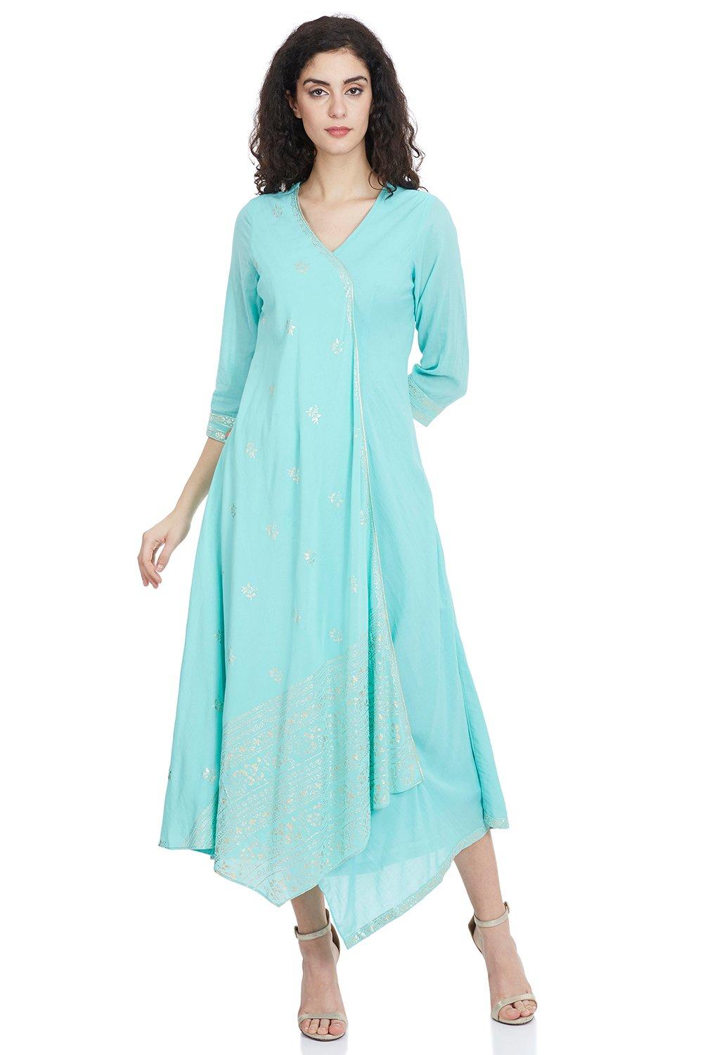 Buy Online Sky Blue Flared Cotton And Viscose Kurta for Women &amp; Girls at  Best Prices in Biba India-S