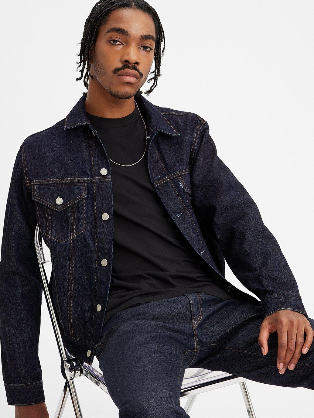 Levi's black sale denim jacket fur