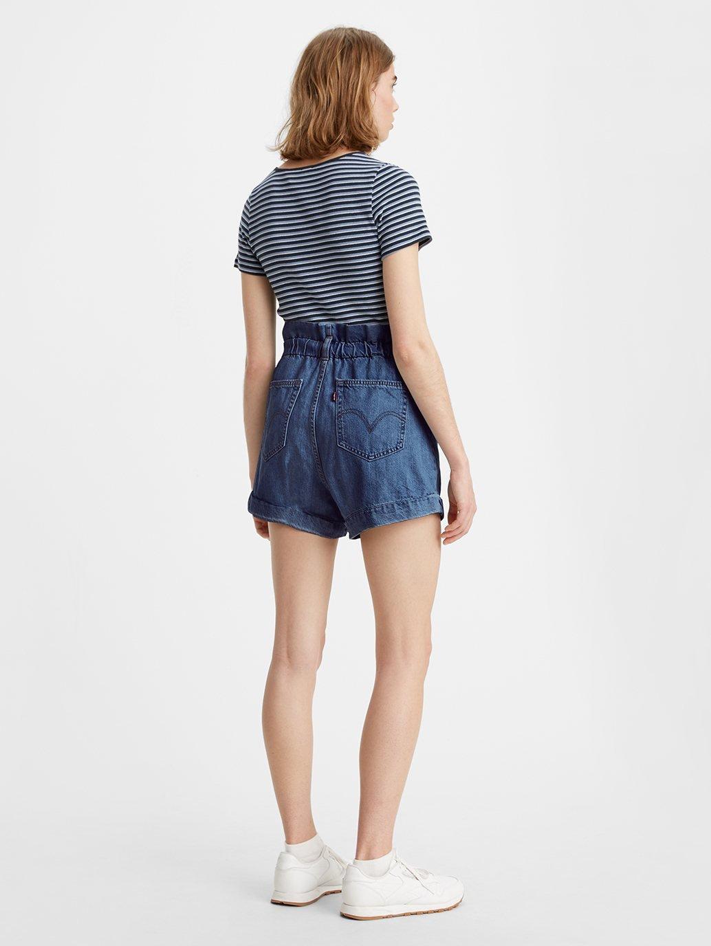 levis malaysia high waisted paperbag shorts 376800001 02 Back