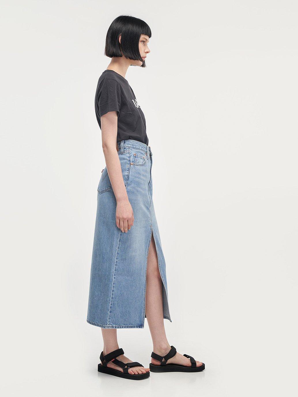 Levi's® Hong Kong womens slit front denim skirt 394500005 03 Side