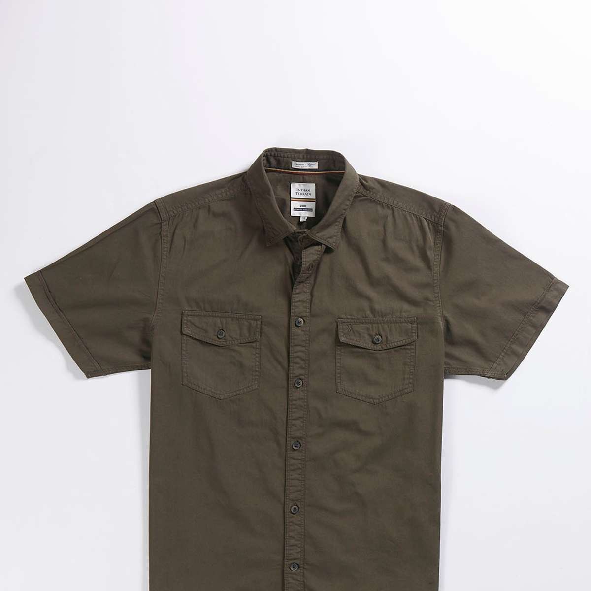 Men's Shirts, Mens Green Solid Slim Fit Casual Shirt
