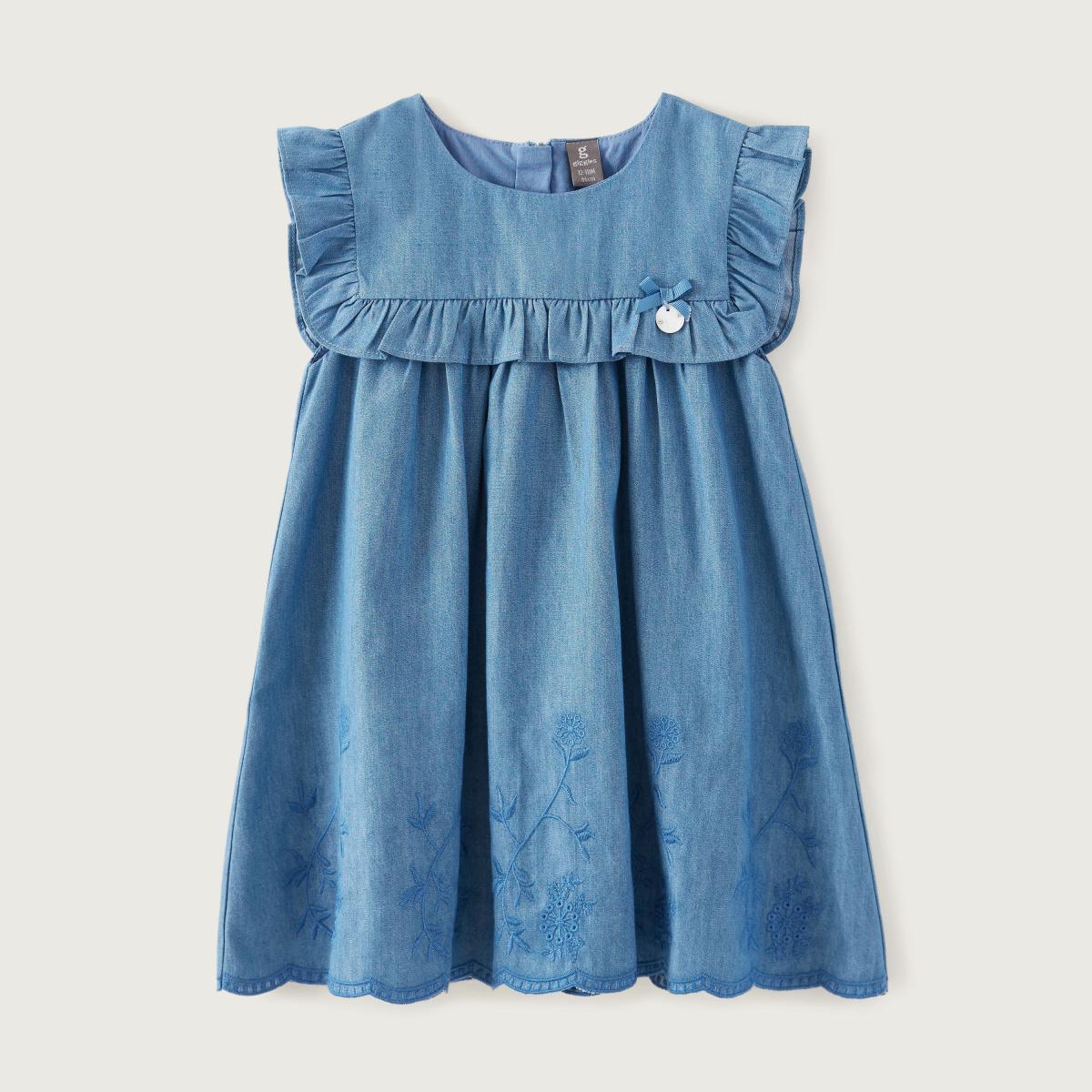 Babyshop Giggles Round Neck Chambray Dress with Fr